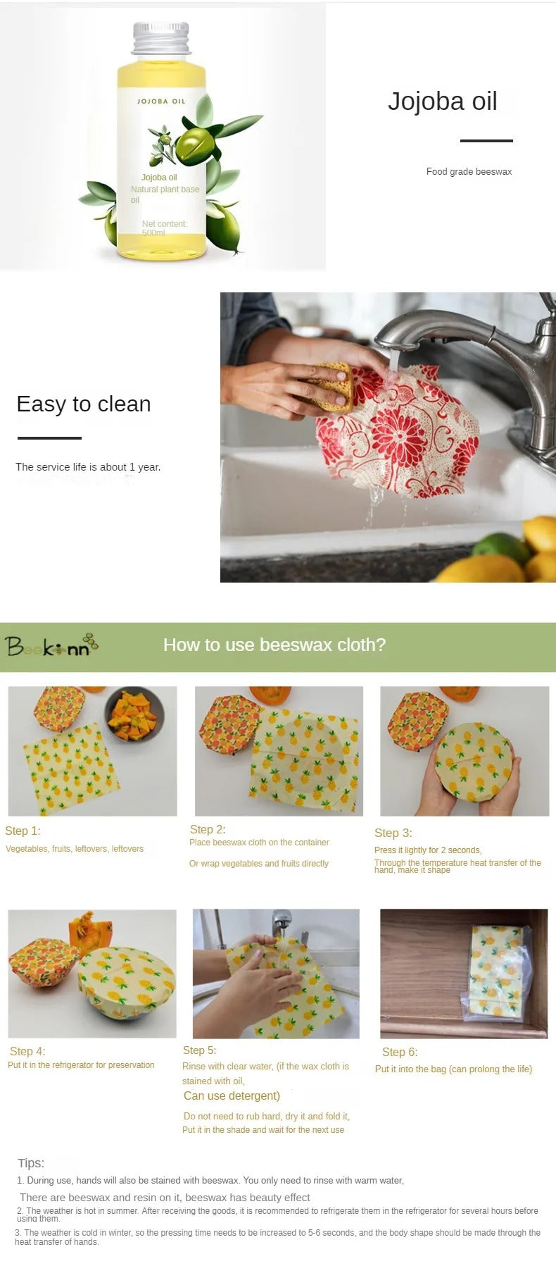 Reusable & Organic Beeswax Food Wraps